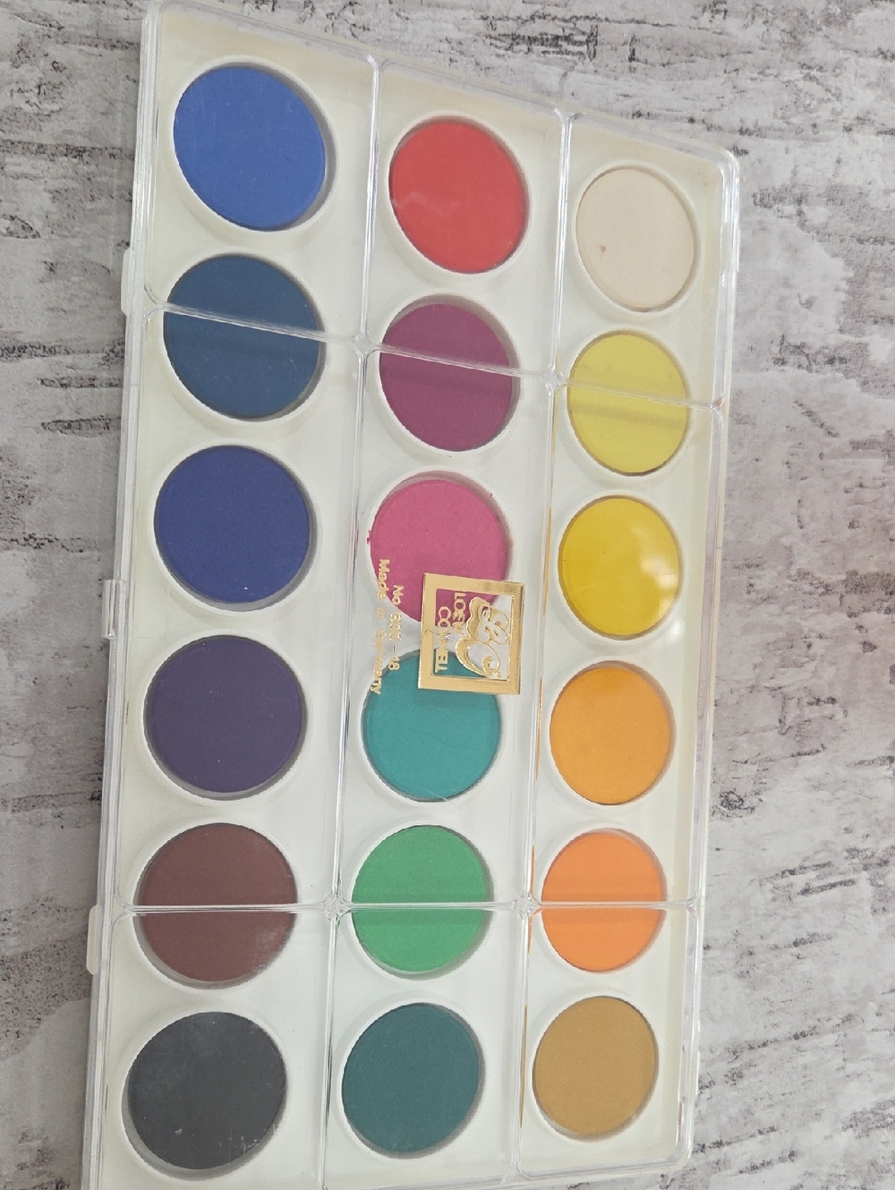 Vintage Loew Cornell Watercolor 18 Color Set Unused Art Supplies in Original Box